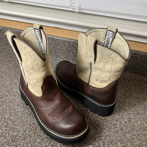 Ariat Boots Fatbaby Heritage Women Sz 7B Brown/Tan Cowgirl Western Bootie Cowboy - Picture 2 of 12